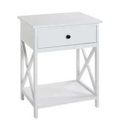 New Wohnen 46x60x35 Landhaus Beistelltisch mit Schublade - Liv