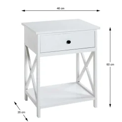 New Wohnen 46x60x35 Landhaus Beistelltisch mit Schublade - Liv