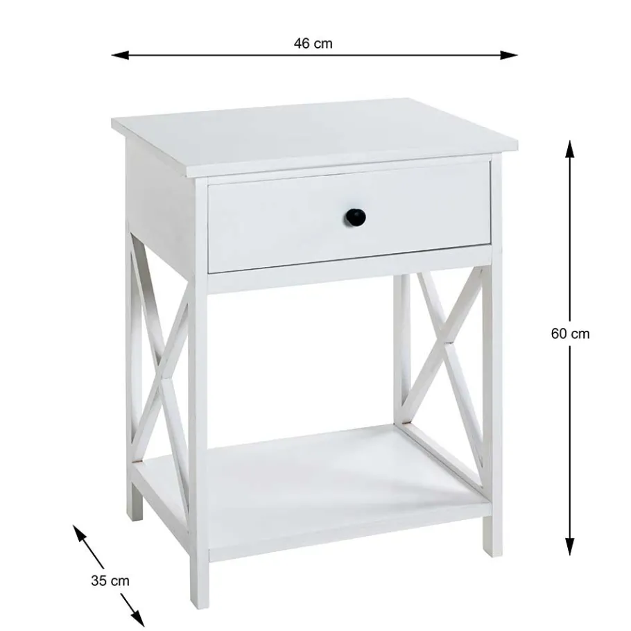 New Wohnen 46x60x35 Landhaus Beistelltisch mit Schublade - Liv