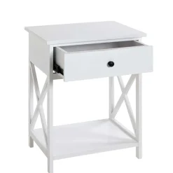New Wohnen 46x60x35 Landhaus Beistelltisch mit Schublade - Liv