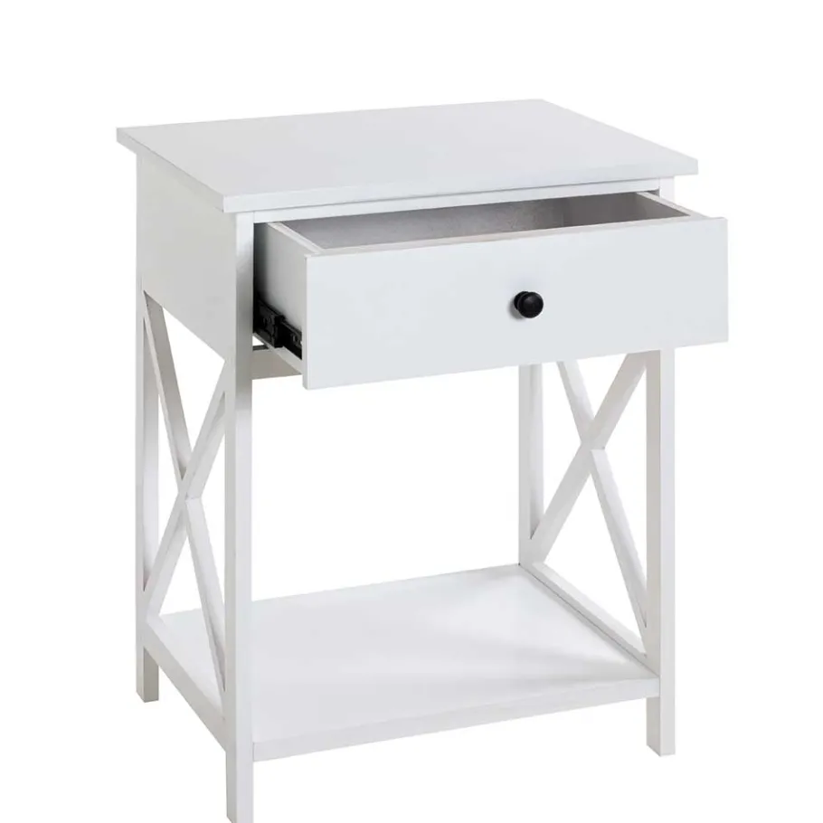 New Wohnen 46x60x35 Landhaus Beistelltisch mit Schublade - Liv