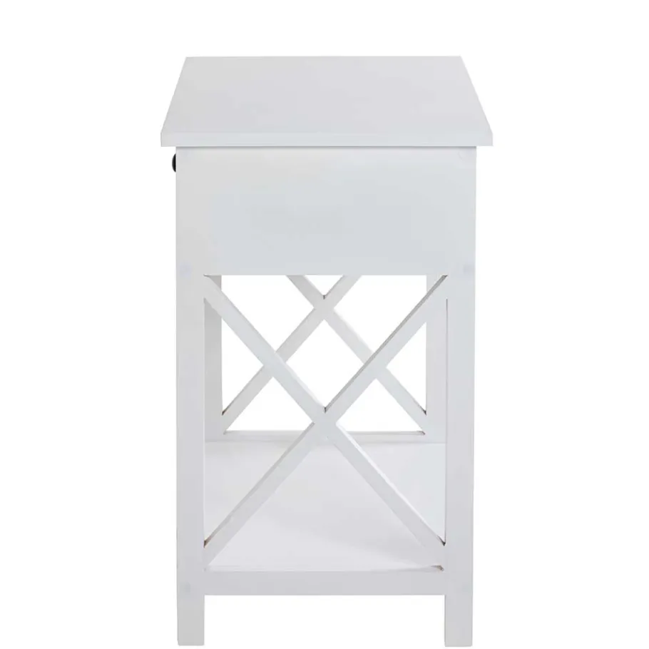 New Wohnen 46x60x35 Landhaus Beistelltisch mit Schublade - Liv