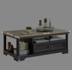 Best Wohnen 120x45x67 Landhaus Couchtisch in Grau - Thumbs