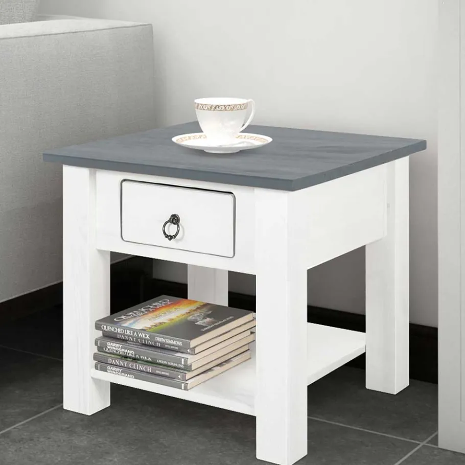 Sale Wohnen 50x45x50 Landhaus Couchtisch mit Schublade - Dyofora
