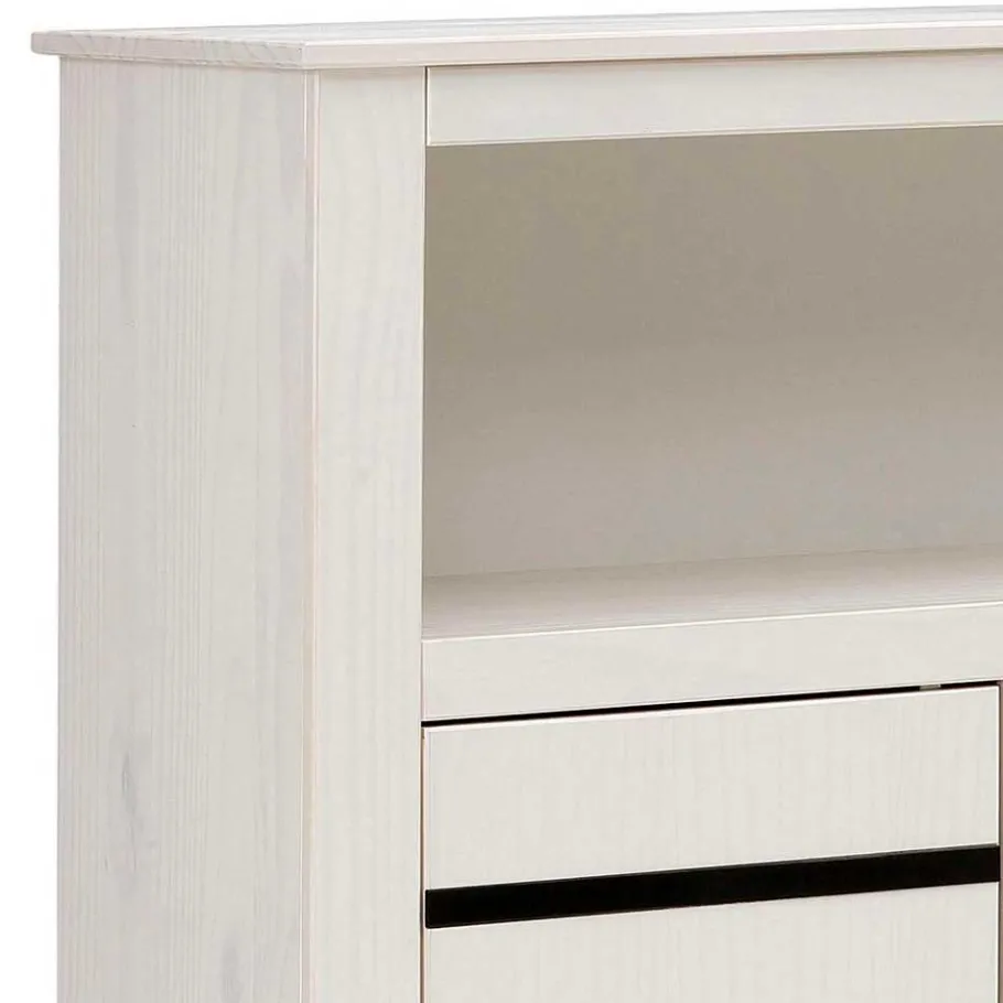 Hot Wohnen 120x130x35 Landhaus Highboard in Weiß - Manduza
