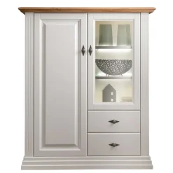 Online Wohnen 113x134x45 Landhaus Highboard mit Glas-Einsatz - Henry