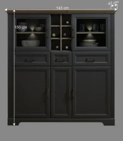 Clearance Wohnen 143x150x42 Landhaus Highboard mit Flaschen Regal - Thumbs