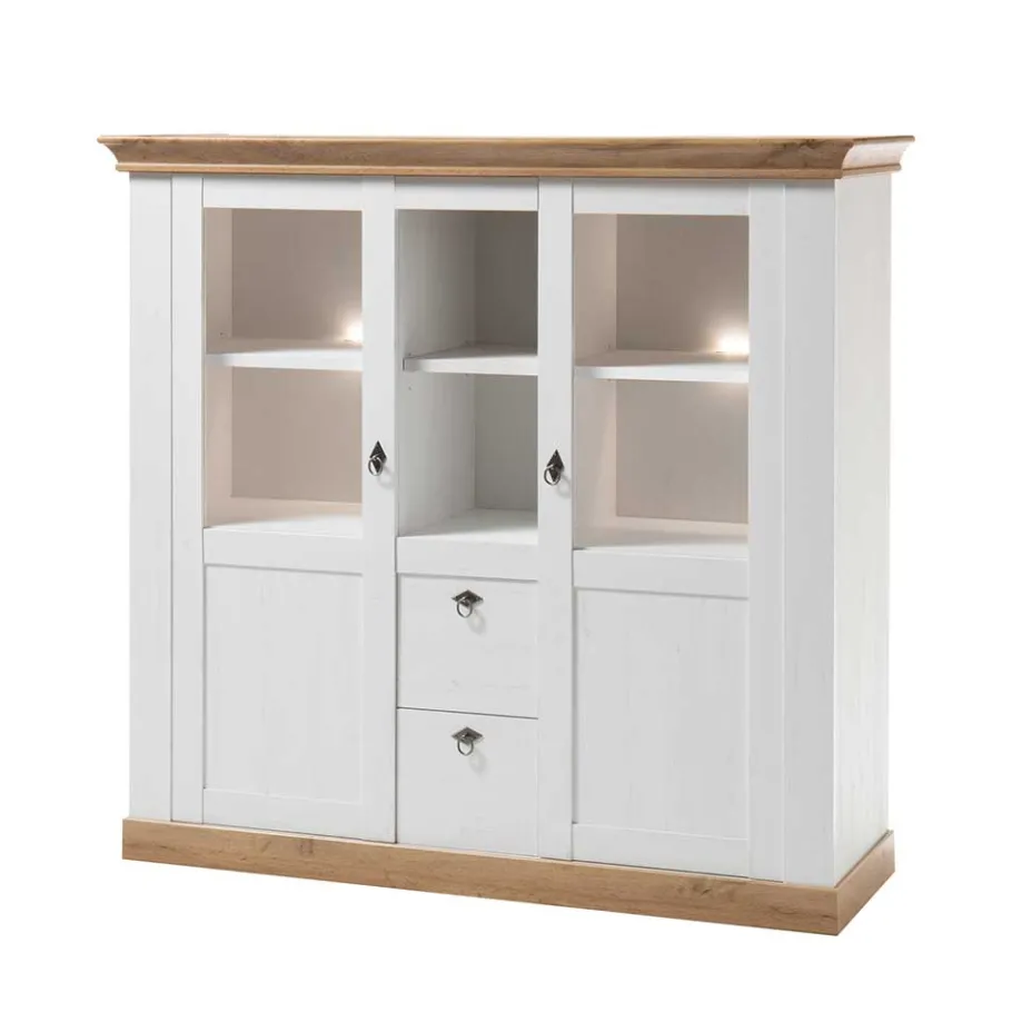 Outlet Wohnen 148x139x44 Landhaus Highboard zweifarbig - Diatara