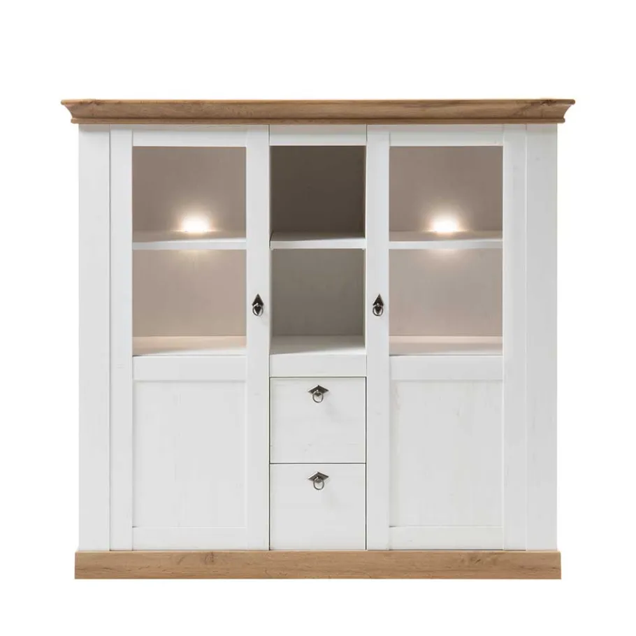 Outlet Wohnen 148x139x44 Landhaus Highboard zweifarbig - Diatara