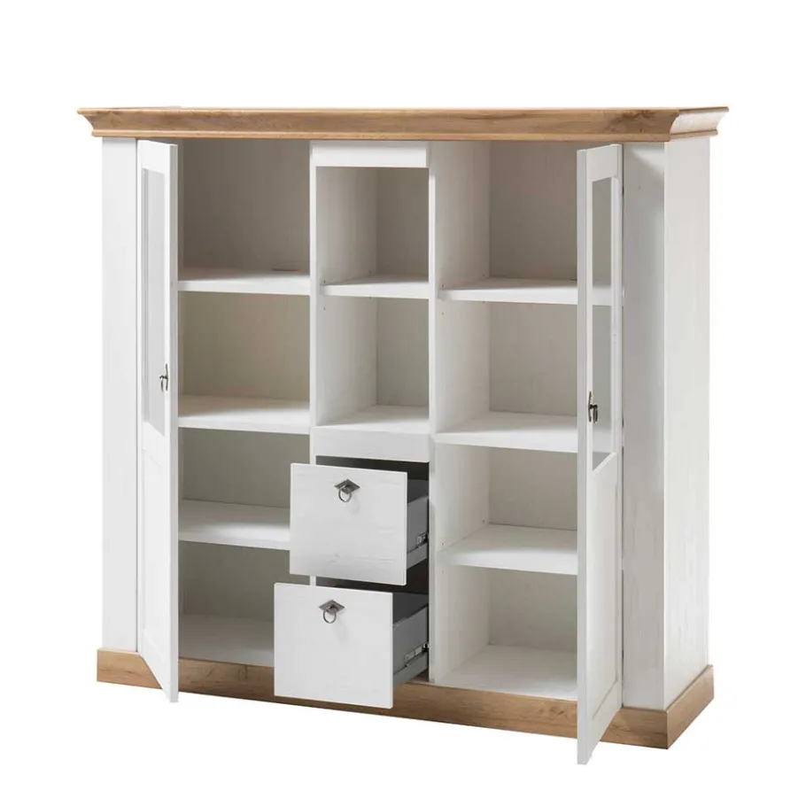 Outlet Wohnen 148x139x44 Landhaus Highboard zweifarbig - Diatara