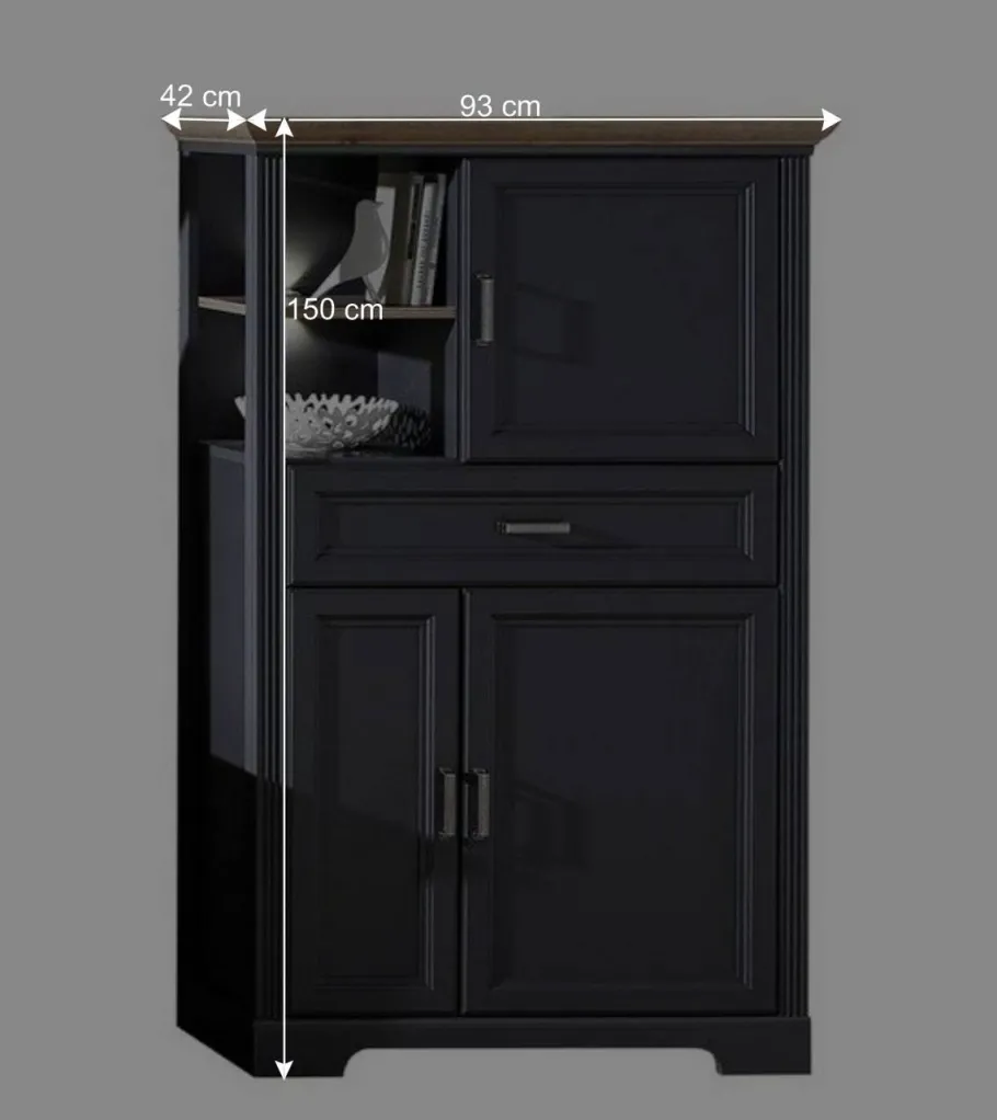 Outlet Wohnen 93x150x42 Landhaus Hochkommode mit LED - Thumbs