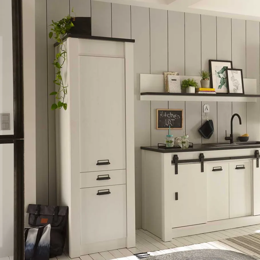 Best Wohnen 62x201x64 Landhaus Küchenschrank in Weiß - Eture
