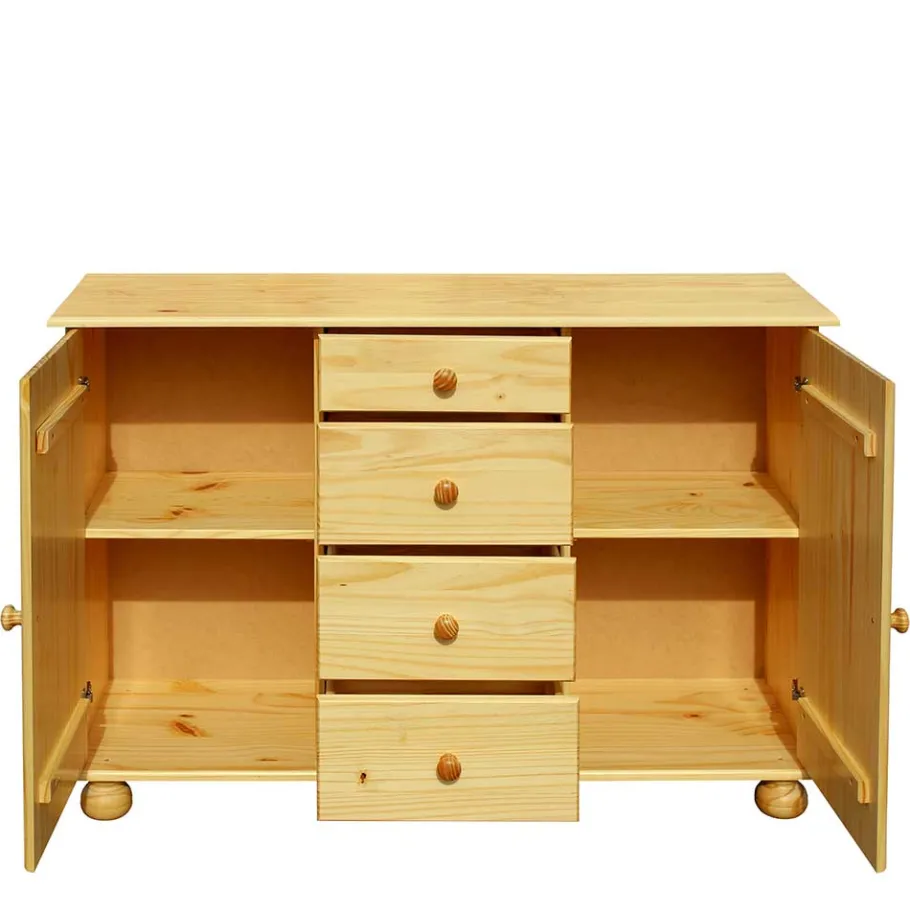 Clearance Wohnen 119x81x38 Landhaus Kombi Kommode mit Kugelfüßen - Kascanu