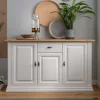 Clearance Wohnen 157x91x45 Landhaus Kommode in Weiß & Eiche - Henry