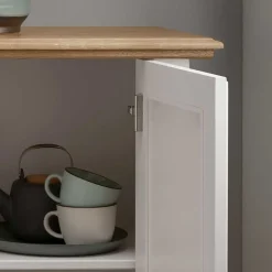 Clearance Wohnen 157x91x45 Landhaus Kommode in Weiß & Eiche - Henry