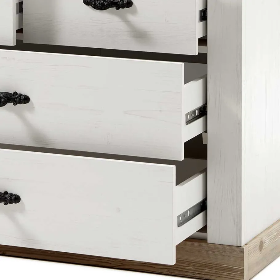 Clearance Wohnen 107x84x45 Landhaus Kommode mit 4 Schubladen - Nedita