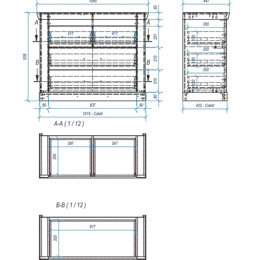 Clearance Wohnen 107x84x45 Landhaus Kommode mit 4 Schubladen - Nedita