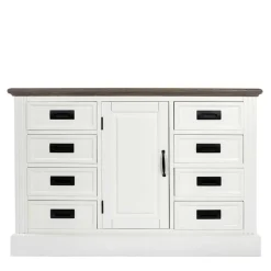 Outlet Wohnen 114x77x41 Landhaus Kommode mit acht Schubladen - Bleaks