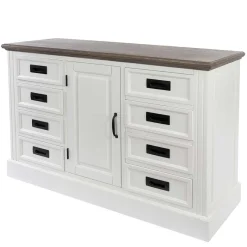 Outlet Wohnen 114x77x41 Landhaus Kommode mit acht Schubladen - Bleaks