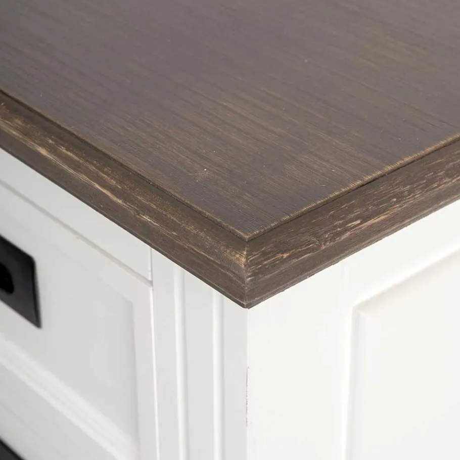 Outlet Wohnen 114x77x41 Landhaus Kommode mit acht Schubladen - Bleaks