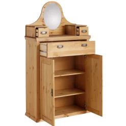 Best Wohnen 90x175x37 Landhaus Schrank mit Spiegel in Oval - Inhusa