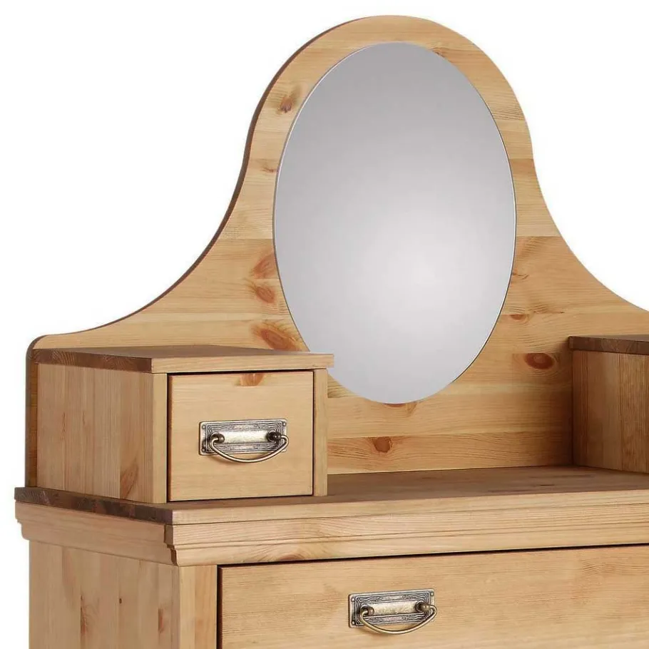 Best Wohnen 90x175x37 Landhaus Schrank mit Spiegel in Oval - Inhusa