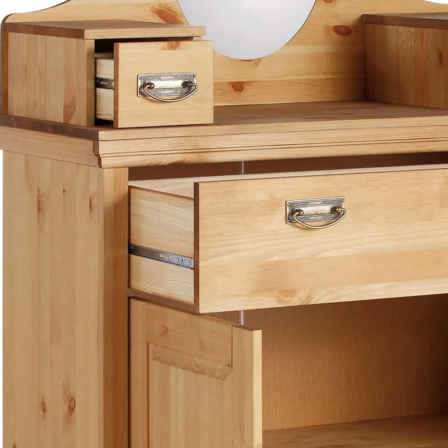 Best Wohnen 90x175x37 Landhaus Schrank mit Spiegel in Oval - Inhusa