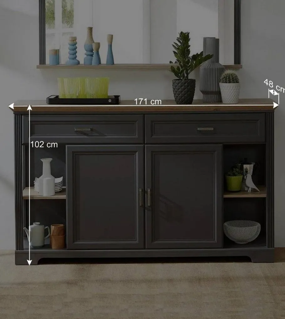 Discount Wohnen 171x102x48 Landhaus Sideboard in Grau - Thumbs