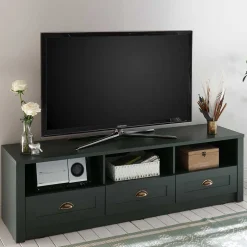 Outlet Wohnen 158x47x43 Landhaus TV Board in Dunkelgrün - Niestov