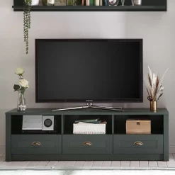 Outlet Wohnen 158x47x43 Landhaus TV Board in Dunkelgrün - Niestov