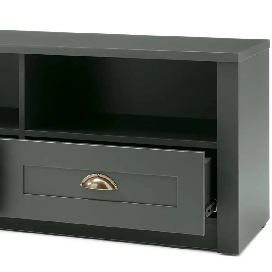 Outlet Wohnen 158x47x43 Landhaus TV Board in Dunkelgrün - Niestov