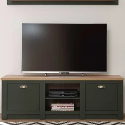 Outlet Wohnen 152x51x45 Landhaus TV Board in Graugrün - Eylan