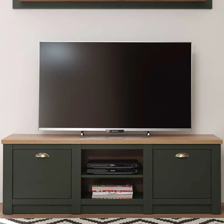 Outlet Wohnen 152x51x45 Landhaus TV Board in Graugrün - Eylan