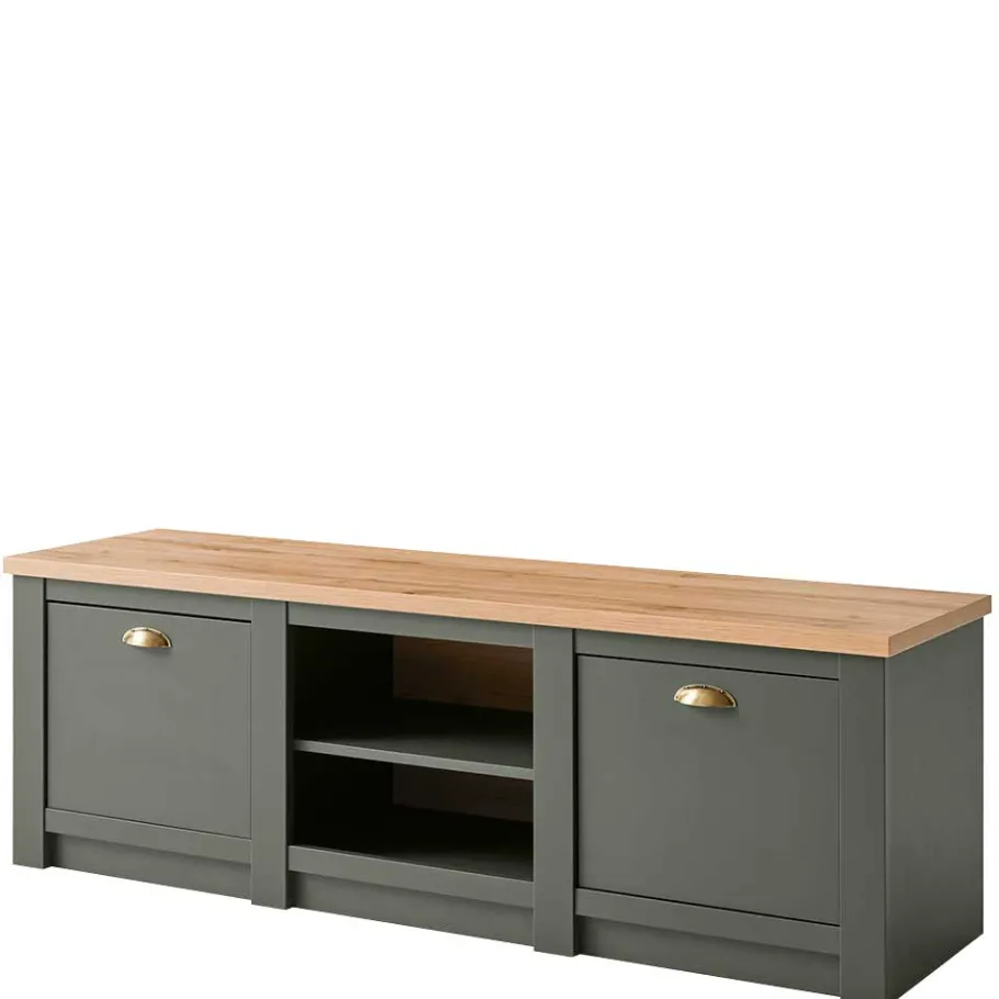 Outlet Wohnen 152x51x45 Landhaus TV Board in Graugrün - Eylan