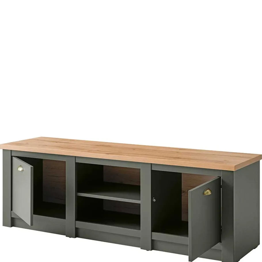 Outlet Wohnen 152x51x45 Landhaus TV Board in Graugrün - Eylan