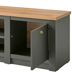 Outlet Wohnen 152x51x45 Landhaus TV Board in Graugrün - Eylan