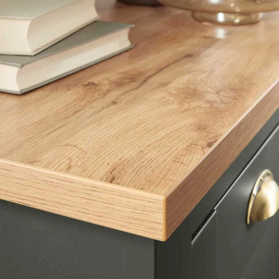 Outlet Wohnen 152x51x45 Landhaus TV Board in Graugrün - Eylan
