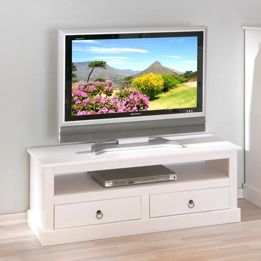 Online Wohnen 118x45x39 Landhaus TV Board in Weiß - Rosanna