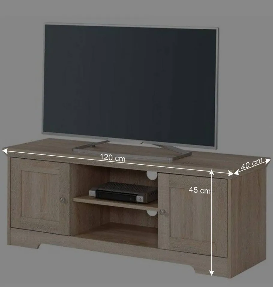New Wohnen 120x45x40 Landhaus TV Element in Eiche Holzdekor - Rienva