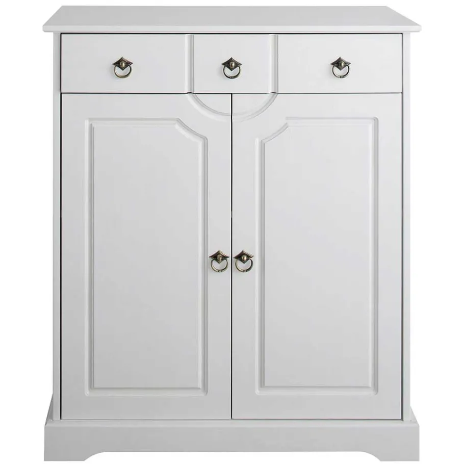 Outlet Wohnen 81x93x37 Landhaus Vertiko in Weiß gewachst - Vesrav