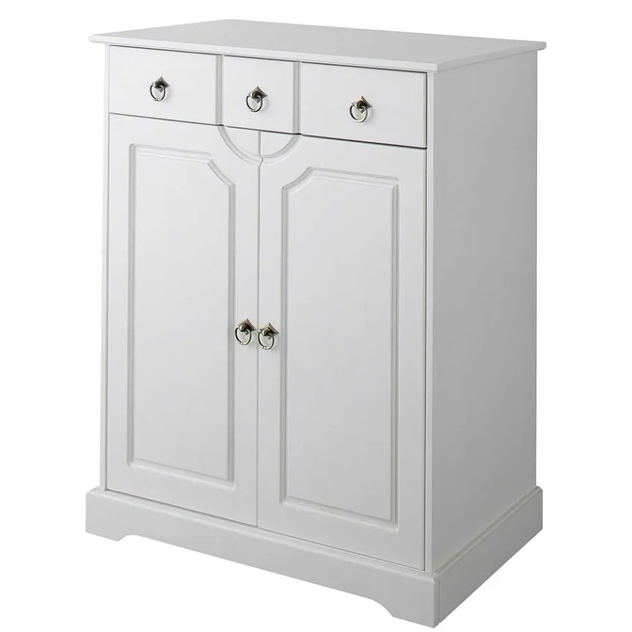Outlet Wohnen 81x93x37 Landhaus Vertiko in Weiß gewachst - Vesrav