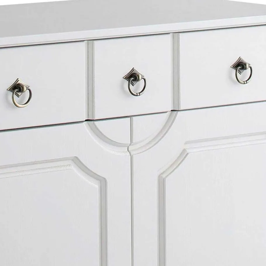 Outlet Wohnen 81x93x37 Landhaus Vertiko in Weiß gewachst - Vesrav