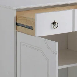 Outlet Wohnen 81x93x37 Landhaus Vertiko in Weiß gewachst - Vesrav