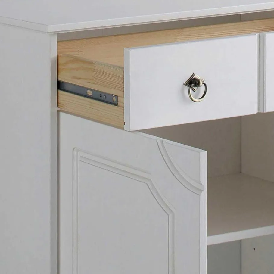 Outlet Wohnen 81x93x37 Landhaus Vertiko in Weiß gewachst - Vesrav