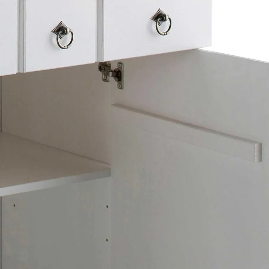 Outlet Wohnen 81x93x37 Landhaus Vertiko in Weiß gewachst - Vesrav