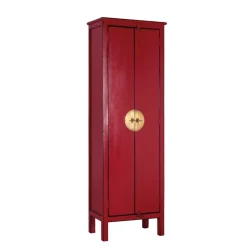 Online Wohnen 60x180x35 Massivholz Schrank in Rot lackiert - Iscian