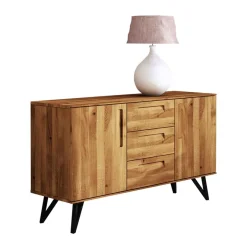 Discount Wohnen 136x81x45 Massivholzkommode mit Stahlbeinen - Mandirov