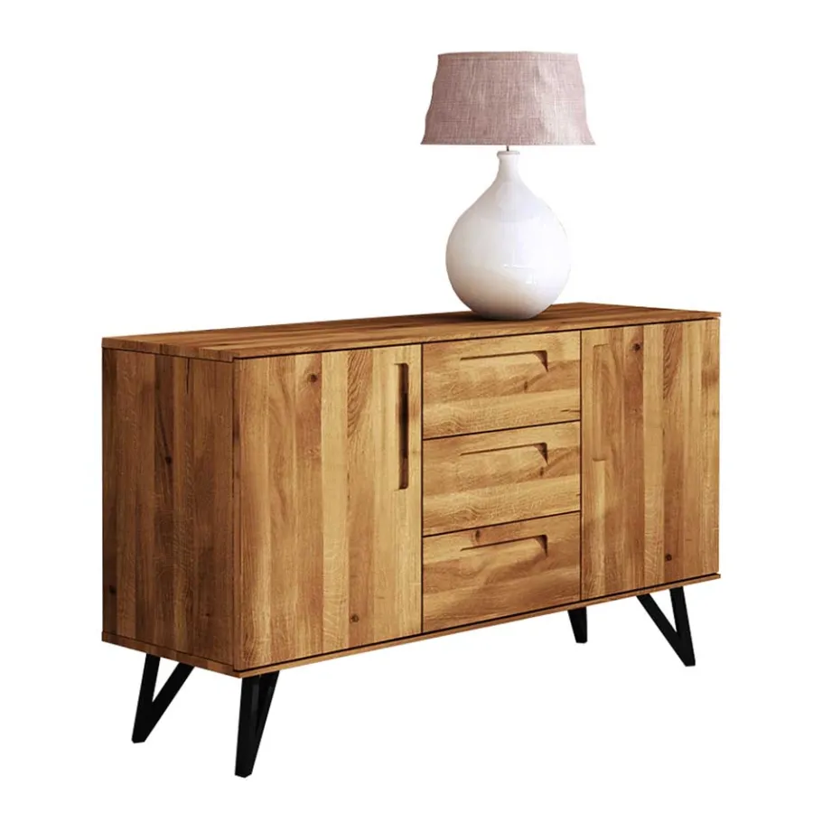 Discount Wohnen 136x81x45 Massivholzkommode mit Stahlbeinen - Mandirov