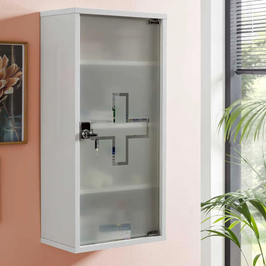 Sale Wohnen 34x72x20 Medizinschrank mit Glastür abschließbar - Spanola