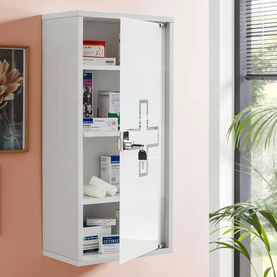 Sale Wohnen 34x72x20 Medizinschrank mit Glastür abschließbar - Spanola